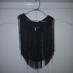 🖤 3XL Black Fringe Midi Skirt - Boho Rock & Roll Vibes! ✨